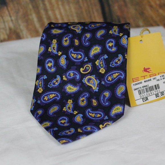 ETRO MILANO MEN'S TIE NEW 100% SILK MADE IN ITALY - Picture 1 of 8